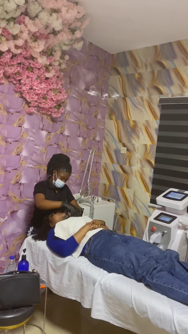 A client during a laser facial treatment